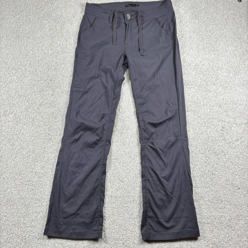 Prana Halle Hiking Pants Women 10 Gray Stretch Zion Roll Up Cargo Outdoor